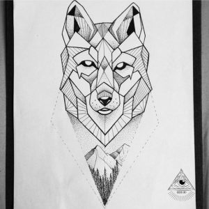 desenho de tatuagem de lobo